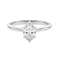 GIA Certified 1.7 Carat Oval Solitaire Multi-Prong Rose Platinum Diamond Ring