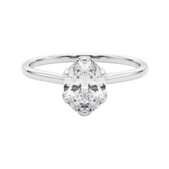 Anillo de diamantes de platino certificado por GIA de 1.7 quilates, solitario tulipán oval catedral