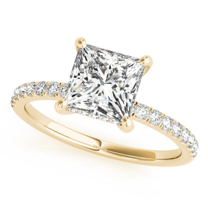 GIA-zertifiziert 1.7 Karat Pave versteckte Halo Prinzessinnenschliff Diamantring (Carréschliff) im Angebot