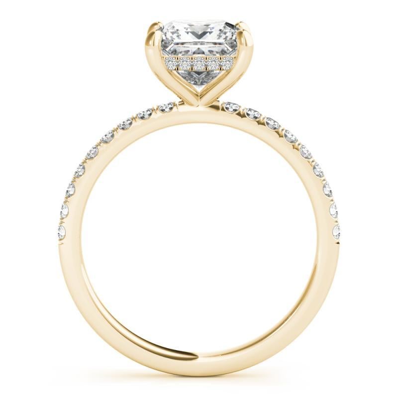 GIA-zertifiziert 1.7 Karat Pave versteckte Halo Prinzessinnenschliff Diamantring im Zustand „Neu“ im Angebot in New York, NY