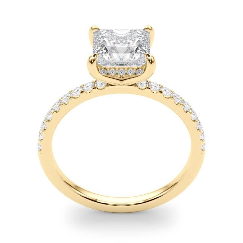 GIA-zertifiziert 1.7 Karat Pave versteckte Halo Prinzessinnenschliff Diamantring Damen im Angebot