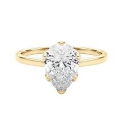 GIA Certified 1.7 Carat Pear Solitaire Tulip Rose Diamond Ring