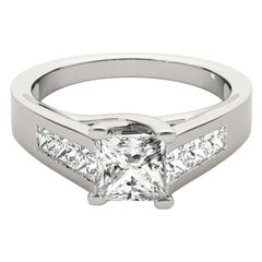 Bague diamant cathédrale certifié GIA 1.7 carat Princess Channel