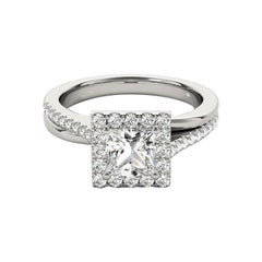 GIA Certified 1.7 Carat Princess Square Halo Modern Diamond Ring