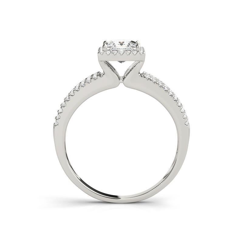Taglio princess GIA Certified 1,7 Carat Princess Square Halo Multi-Band Diamond Ring in vendita