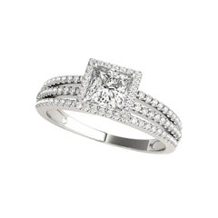 GIA Certified 1.7 Carat Princess Square Halo Multi-Band Diamond Ring