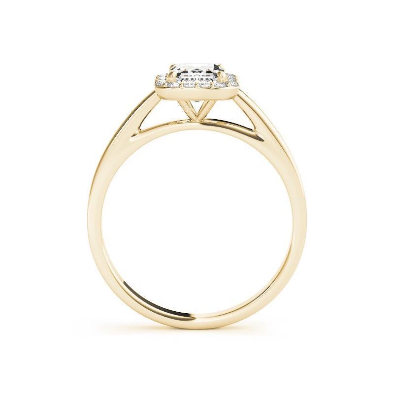 Bague en or jaune 18 carats certifiée GIA de 1,7 carat de diamant radiant Halo Neuf - En vente à New York, NY
