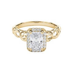 GIA Certified 1.7 Carat Radiant Halo Ribbon Cathedral Diamond Ring