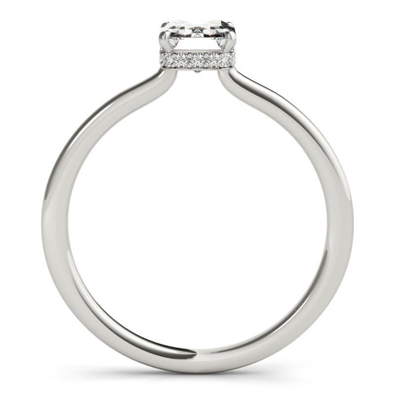 GIA Certified 1,7 Karat Radiant Hidden Halo Slim Band Diamantring (Zeitgenössisch) im Angebot