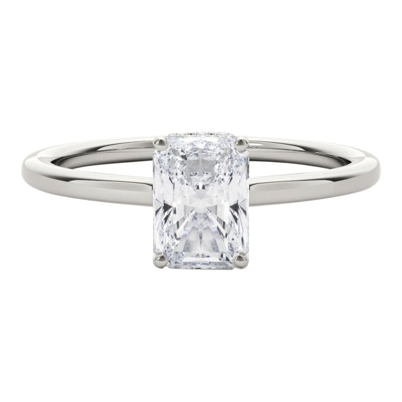 GIA Certified 1.7 Carati Radiant Halo Hidden Slim Band Diamond Ring