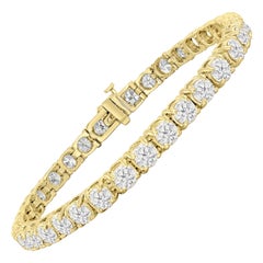 17.65 Carat Round Cut Diamond Yellow Gold Bracelet