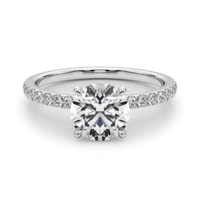 Taglio rotondo GIA Certified 1.7 Carat Round Hidden Halo Pave  Diamond Ring in vendita