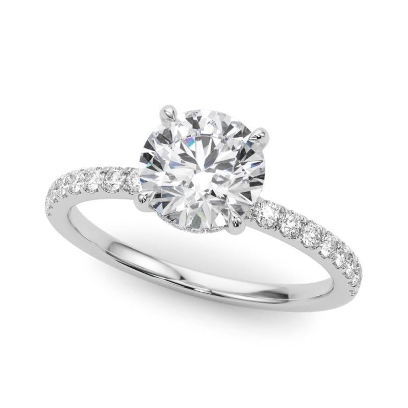 Donna GIA Certified 1.7 Carat Round Hidden Halo Pave  Diamond Ring in vendita