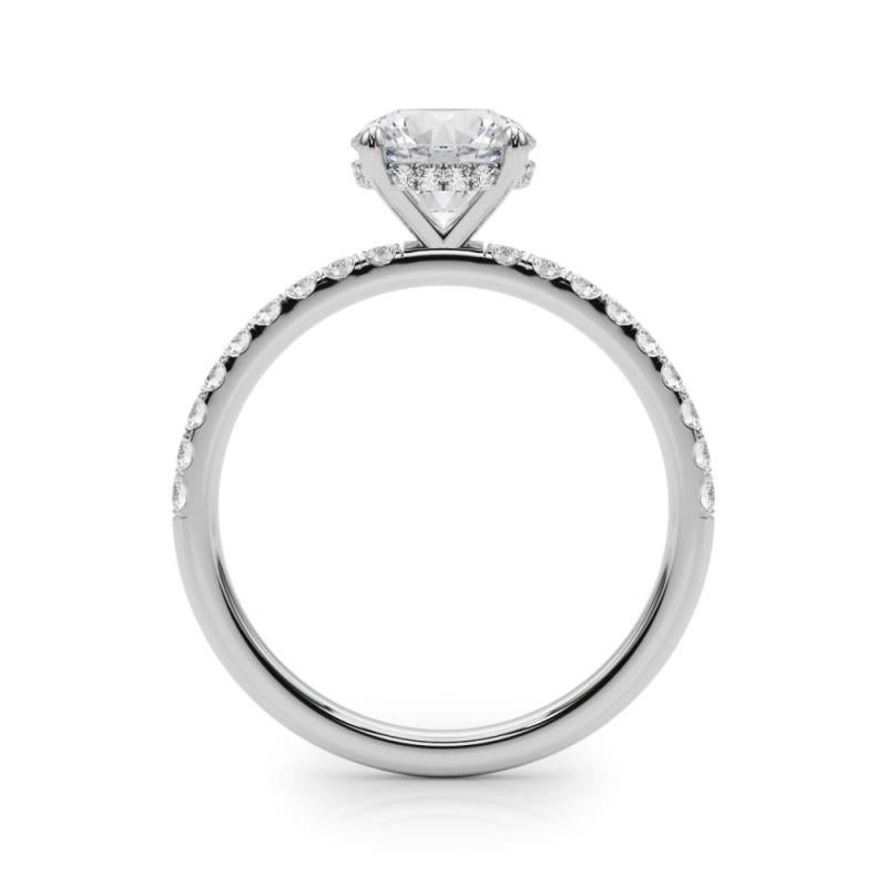 GIA Certified 1.7 Carat Round Hidden Halo Pave  Diamond Ring in vendita 1