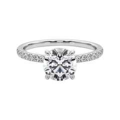 GIA Certified 1.7 Carat Round Hidden Halo Pave  Diamond Ring