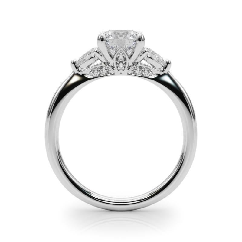 GIA Certified 1.7 Carat Round & Pear Three-Stone  Diamond Ring In condizioni Nuovo in vendita a New York, NY
