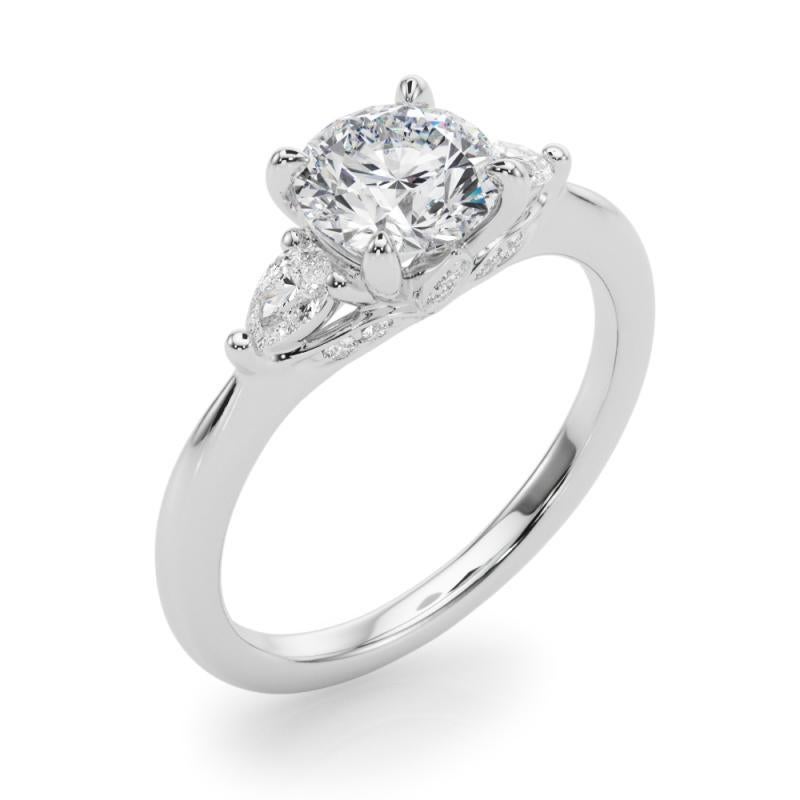 Donna GIA Certified 1.7 Carat Round & Pear Three-Stone  Diamond Ring in vendita