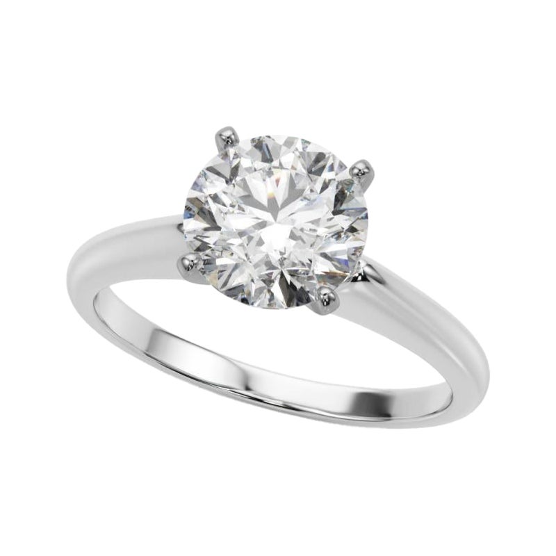 GIA Certified 1.7 Carat Round Solitaire Classic  Diamond Ring