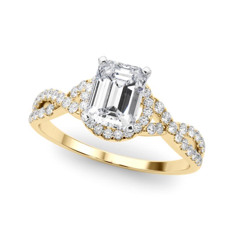 GIA zertifiziert 1.7 Karat Solitär Smaragd Halo Unendlichkeit Diamantring (Smaragdschliff) im Angebot