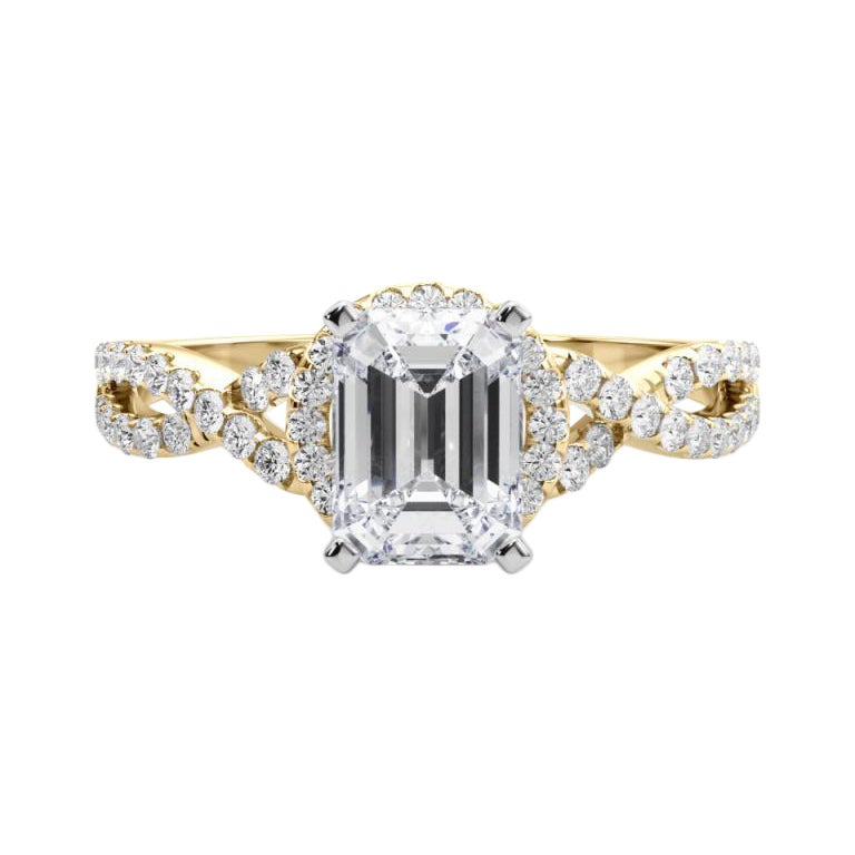 GIA zertifiziert 1.7 Karat Solitär Smaragd Halo Unendlichkeit Diamantring