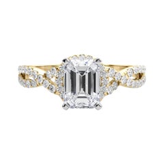 GIA Certified 1.7 Carat Solitaire Emerald Halo Infinity Diamond Ring