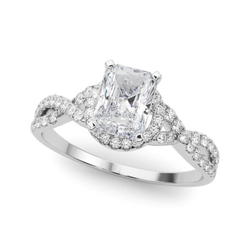 Taille radiant Bague en platine avec diamant certifié GIA 1,7 carat Solitaire Radiant Halo Infinity en vente