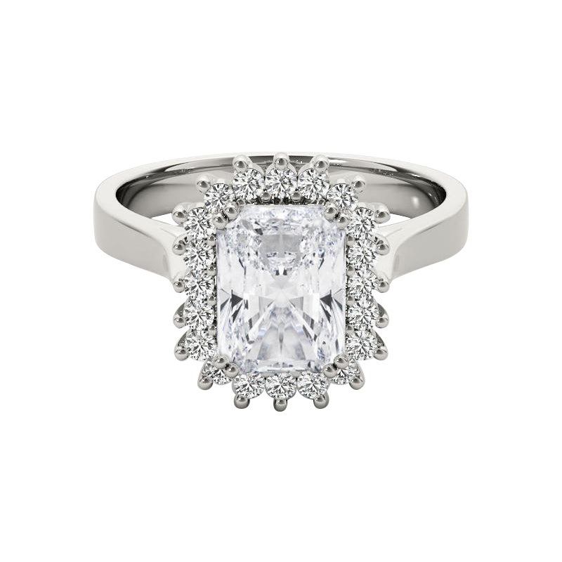 GIA Certified 1.7 Carat Vintage Radiant Halo Cluster Platinum Diamond Ring
