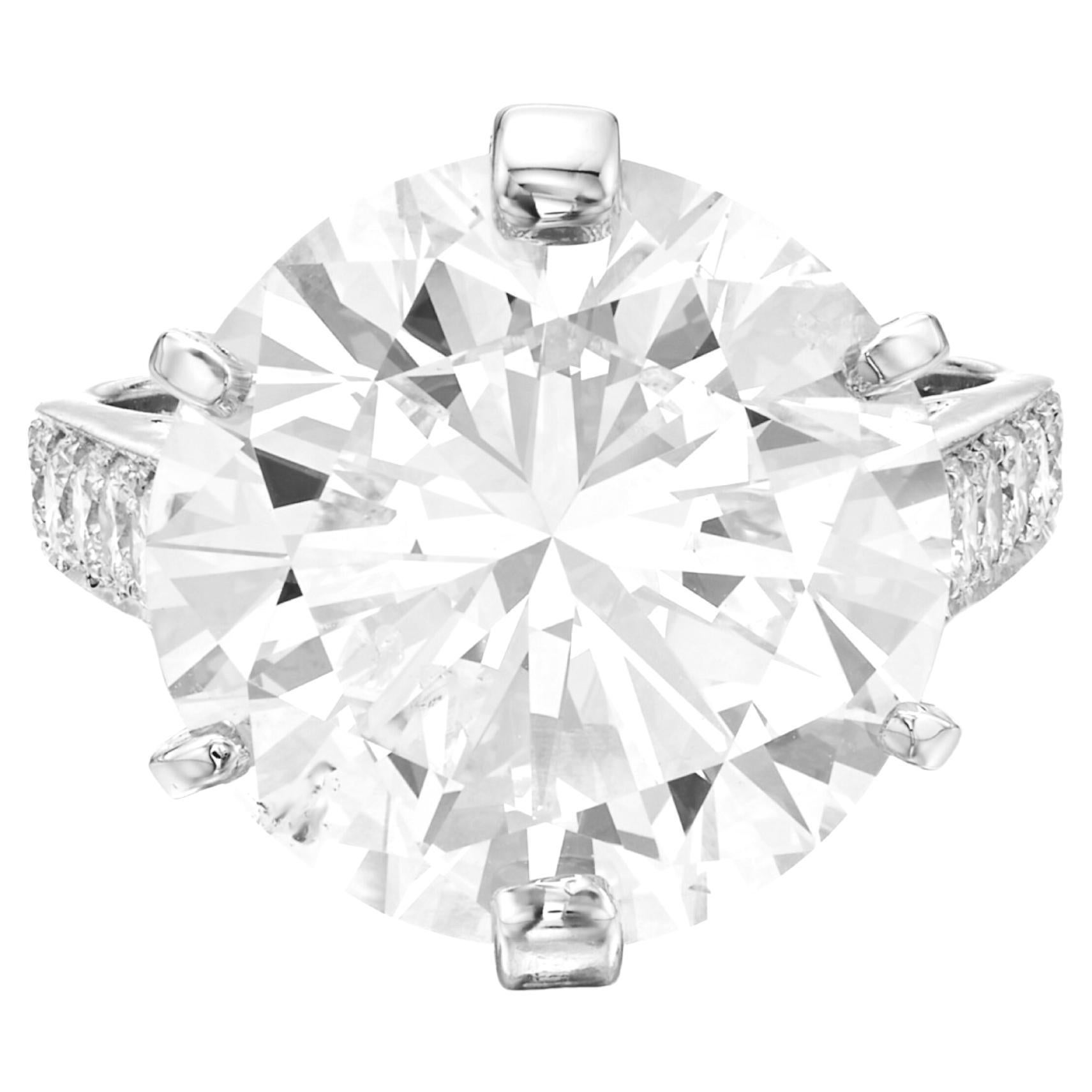 GIA Certified 17 Ct. Round Brilliant Cut Diamond Platinum Ring