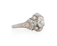 GIA zertifizierter 1,70 Karat Art Deco Diamant Platin Verlobungsring