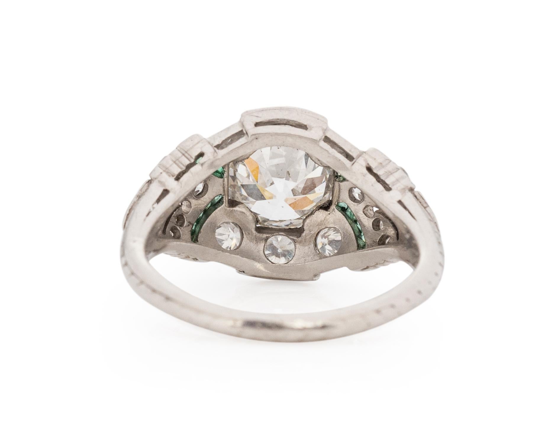 GIA Certified 1.70 Carat Art Deco Diamond Platinum Engagement Ring In Good Condition For Sale In Atlanta, GA