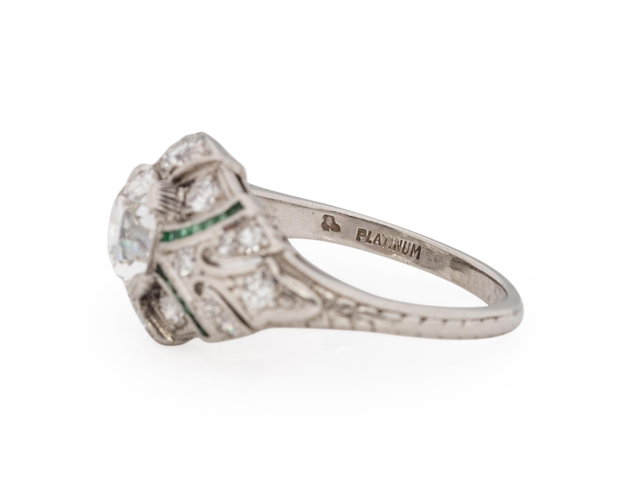 Women's GIA Certified 1.70 Carat Art Deco Diamond Platinum Engagement Ring For Sale