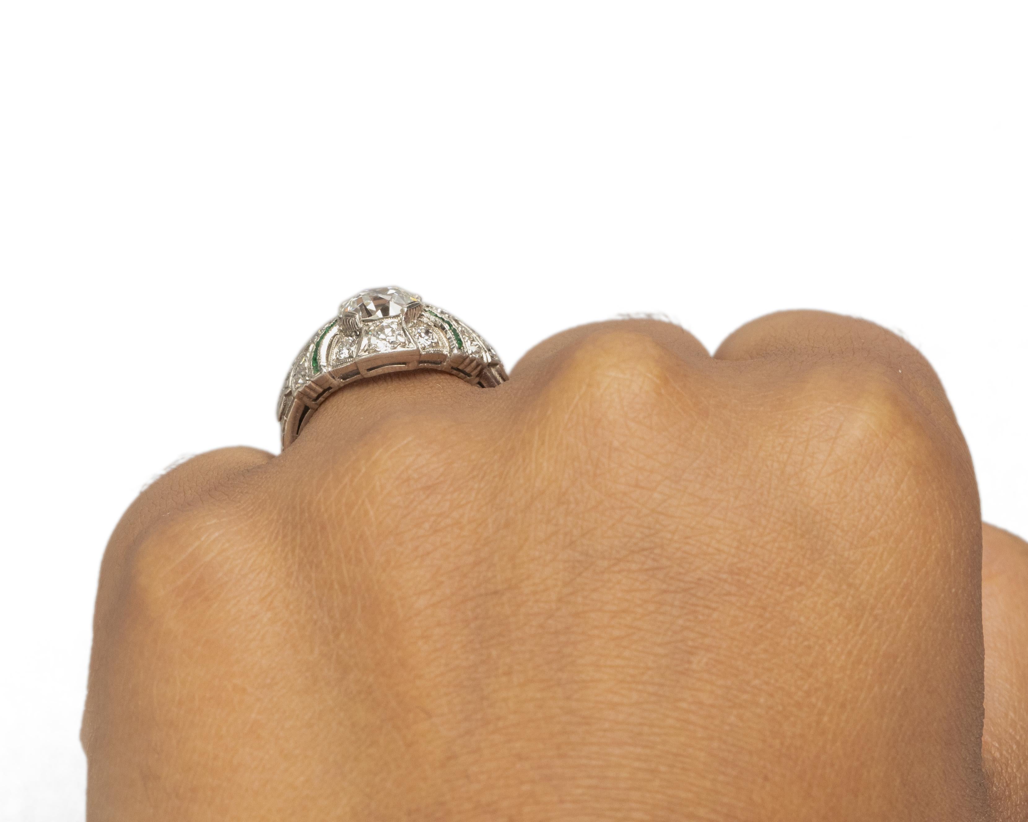 GIA Certified 1.70 Carat Art Deco Diamond Platinum Engagement Ring For Sale 2