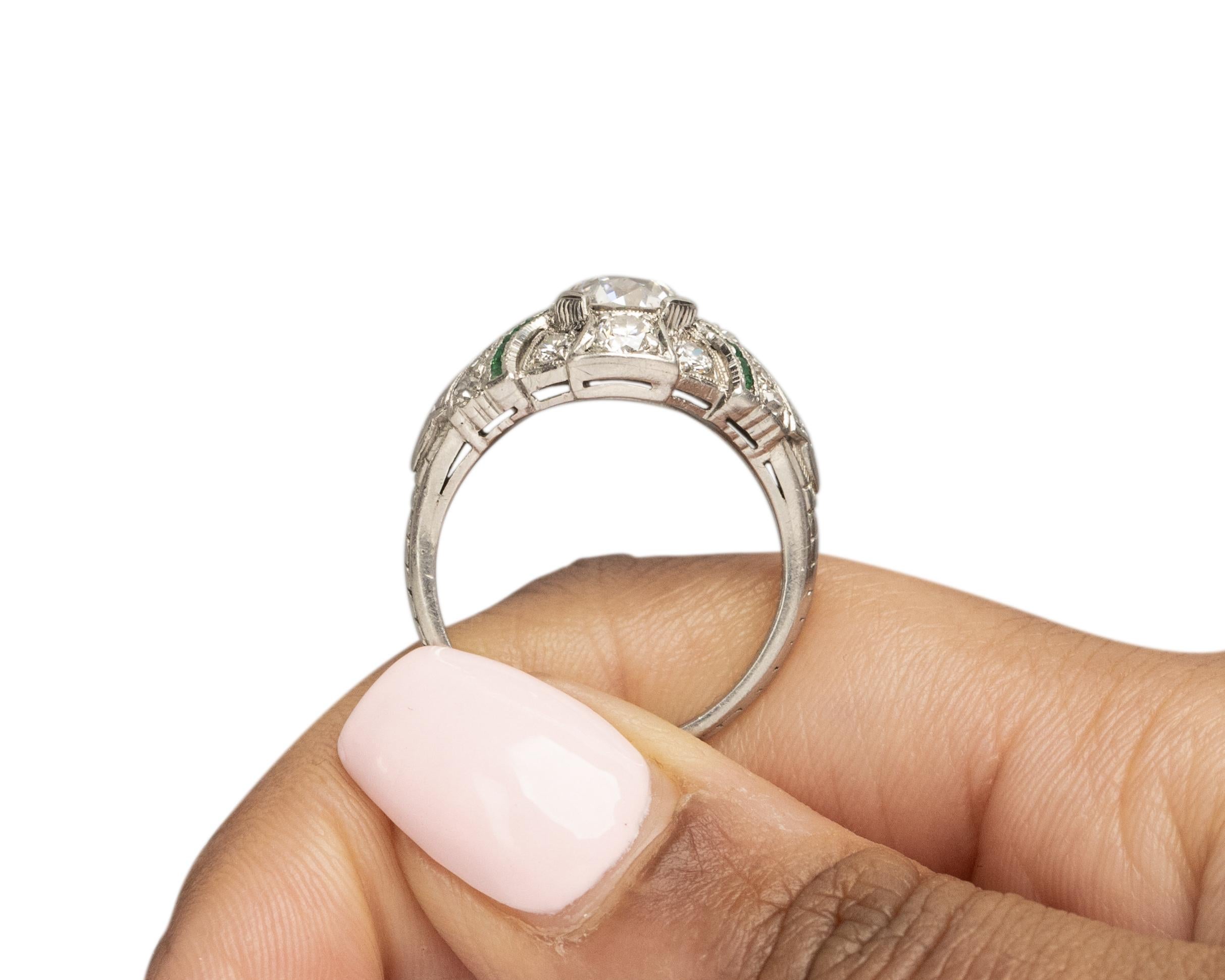 GIA Certified 1.70 Carat Art Deco Diamond Platinum Engagement Ring For Sale 4