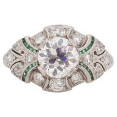 GIA zertifizierter 1,70 Karat Art Deco Diamant Platin Verlobungsring