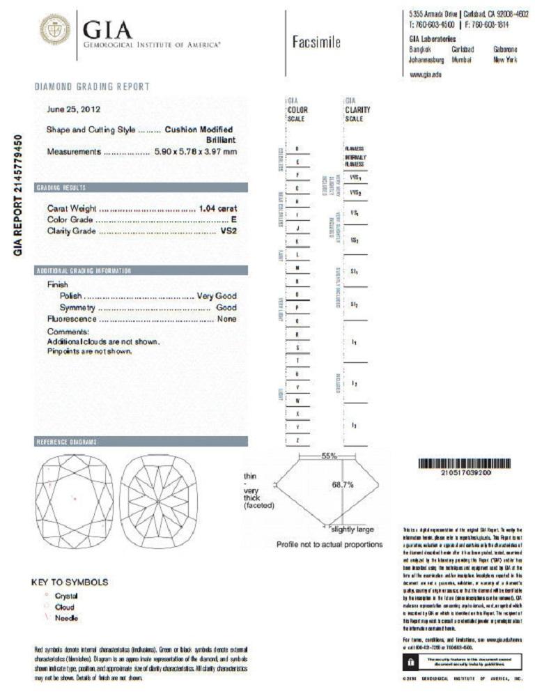 GIA Certified 1.70 Carat Cushion Cut Diamond Ring E/VS 14 Karat Cluster Petite In New Condition For Sale In New York, NY