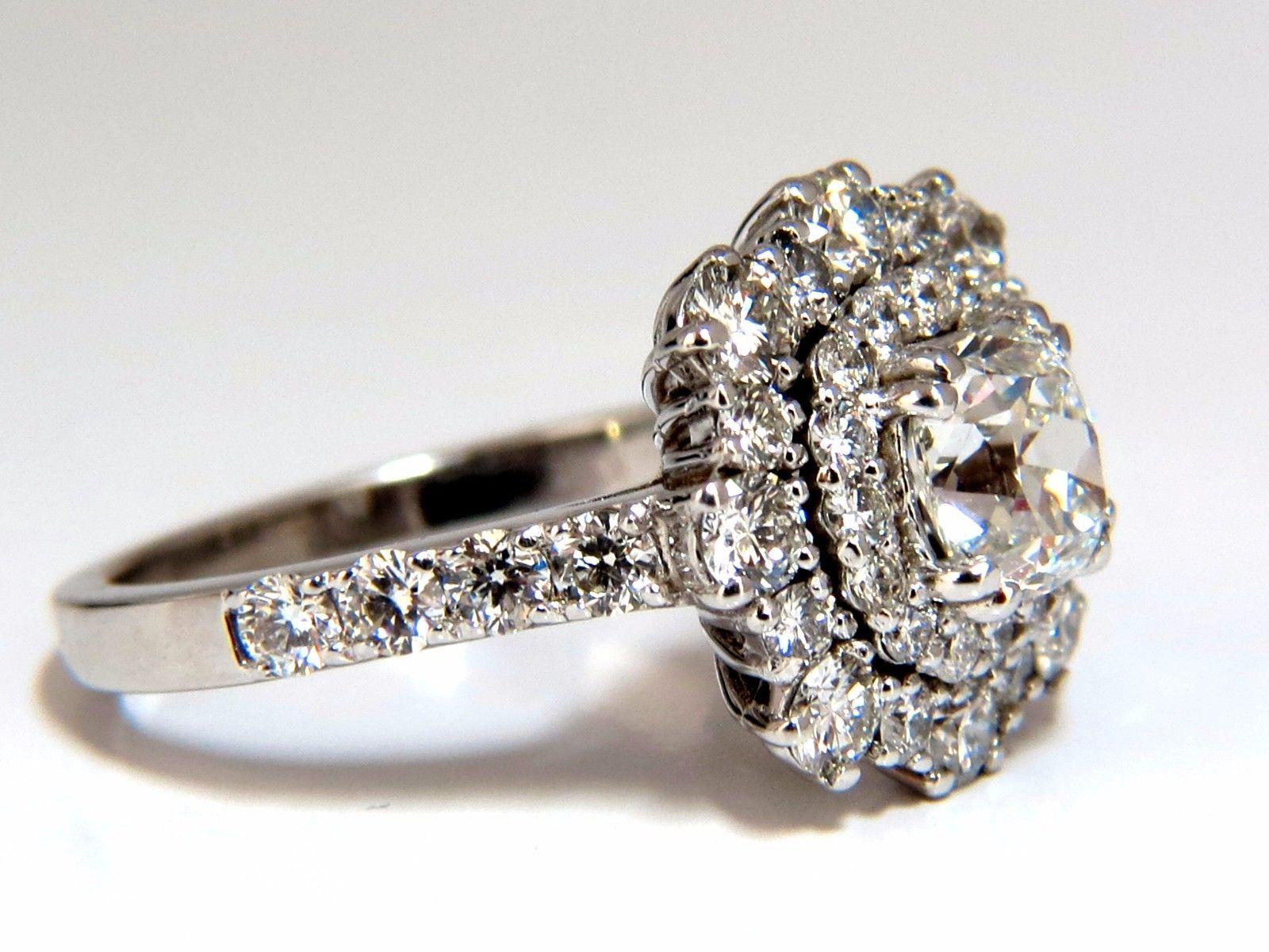 GIA-zertifizierter 1,70 Karat Diamantring mit Kissenschliff E/VS 14 Karat Cluster Petite für Damen oder Herren im Angebot