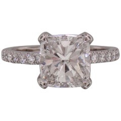 GIA Certified 2 Carat Cushion Modified Brilliant Cut Diamond Ring 