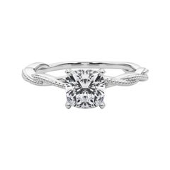 Bague à diamant certifiée GIA de 1.70 carats avec coussin et anneau tressé