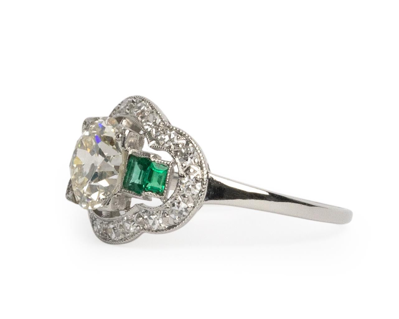 Art Deco GIA Certified 1.70 Carat Diamond Platinum Engagement Ring For Sale