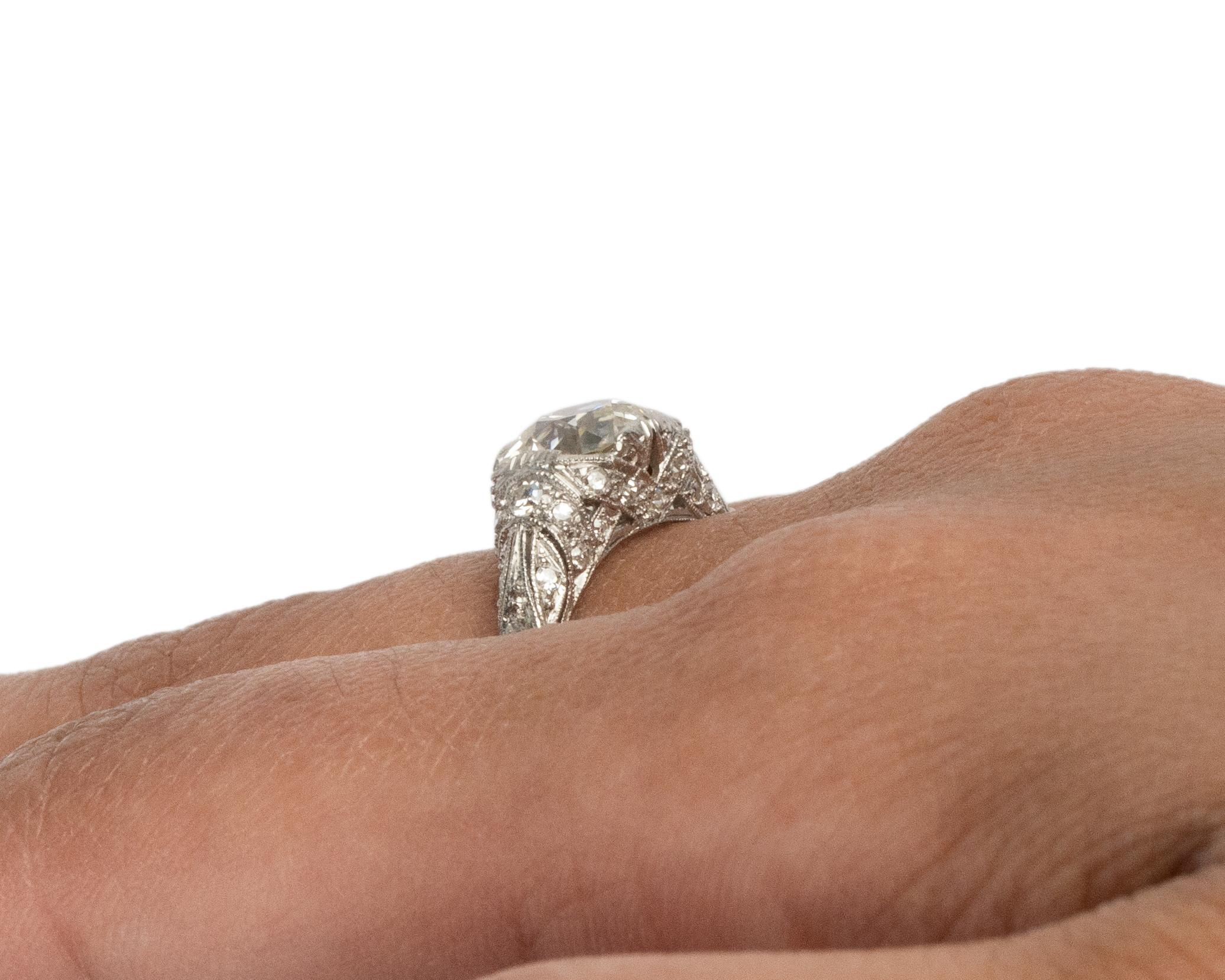 GIA Certified 1.70 Carat Diamond Platinum Engagement Ring For Sale 1