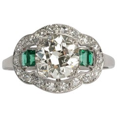 Antique GIA Certified 1.70 Carat Diamond Platinum Engagement Ring