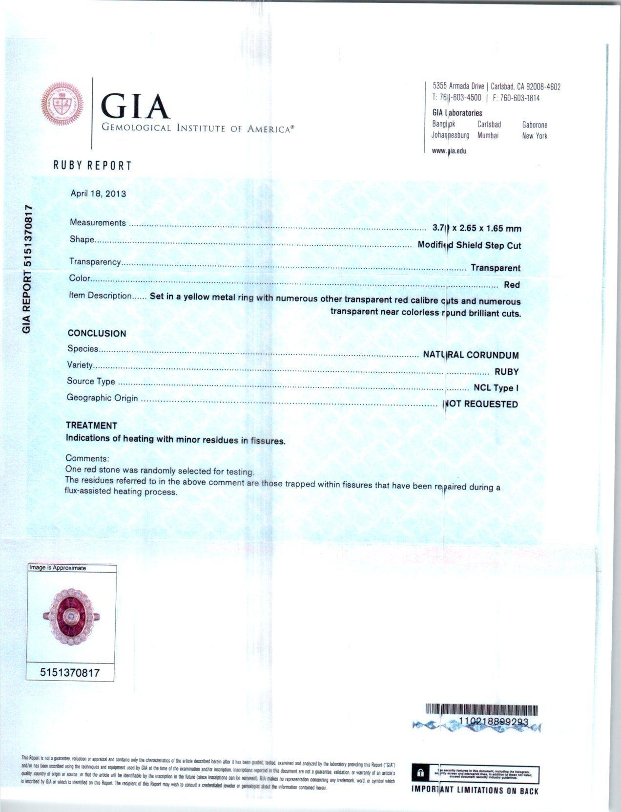 GIA-zertifizierter 1,70 Karat Diamant-Rubin-Gelbgold-Cocktailring im Angebot 3