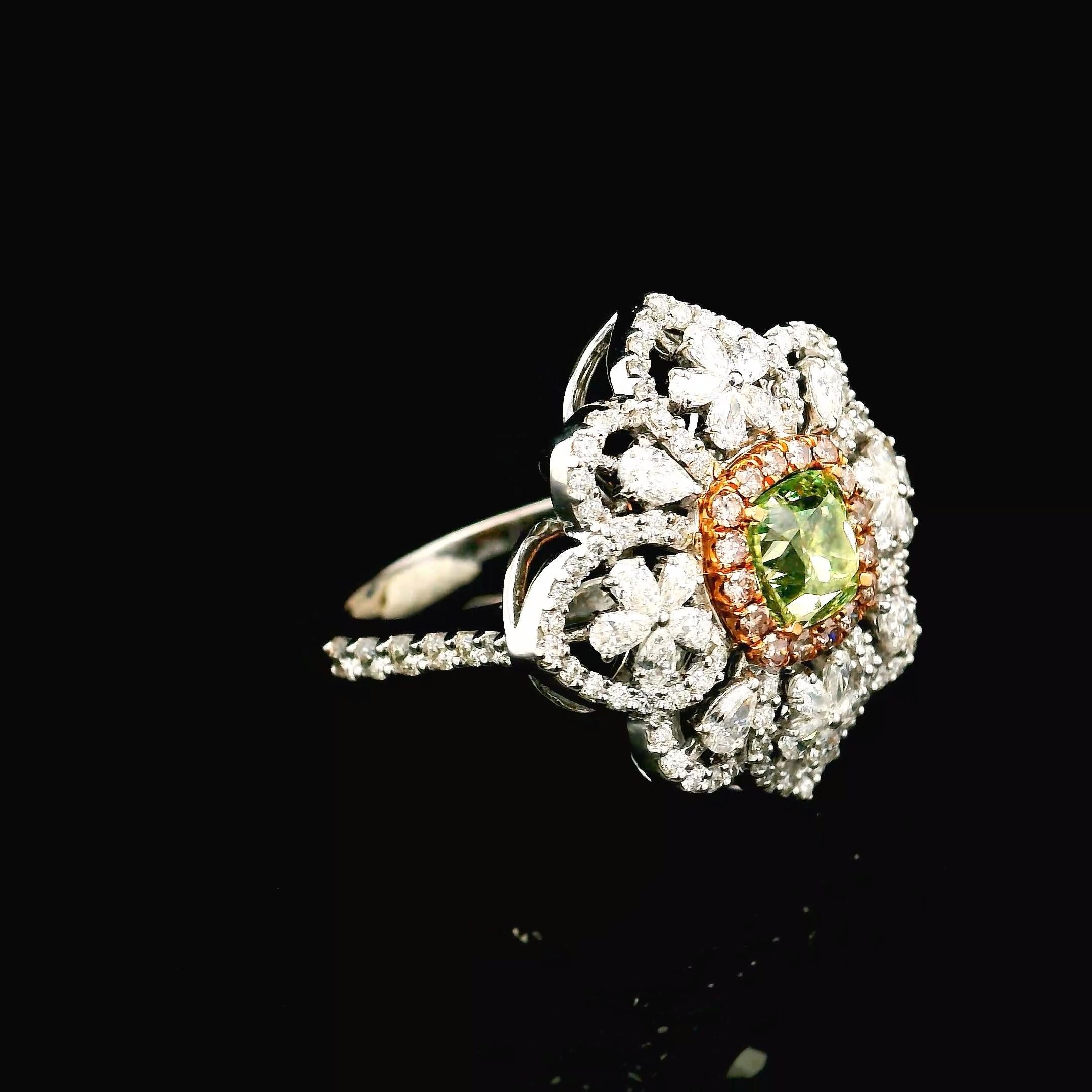 Cushion Cut GIA Certified 1.70 Carat Fancy Brownish Greenish Yellow VVS2 Clarity Diamond For Sale