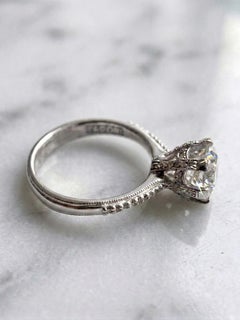 GIA Certified 1.70 Carat G Color Diamond Tacori Platinum Engagement Ring
