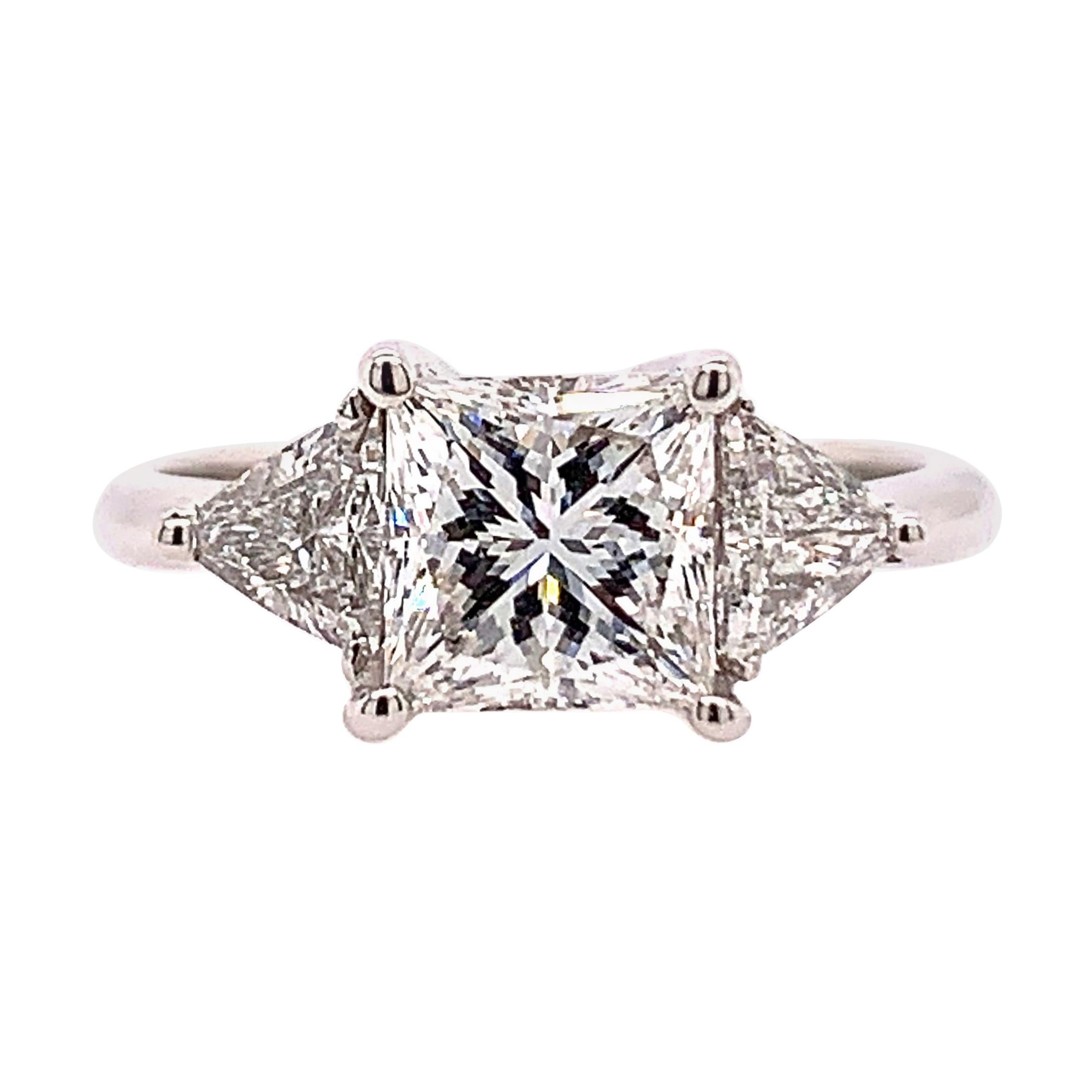 GIA Certified 1.70 Carat Natural Princess Diamond F VS1 Non Gold Engagement Ring