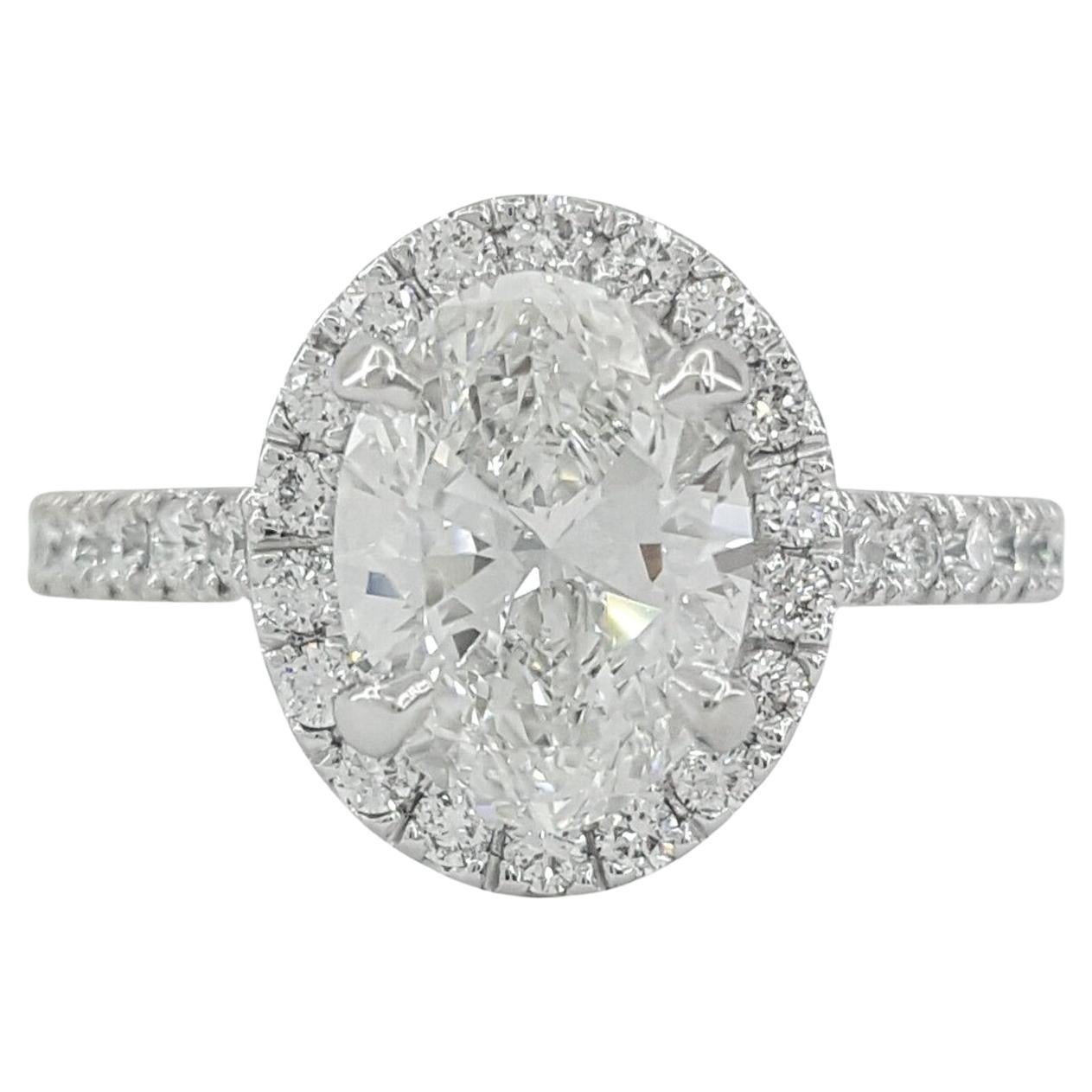 Bague en diamant certifié GIA de 1.70 carat, taille ovale et brillante