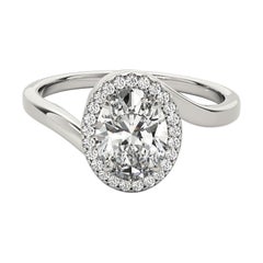 GIA-zertifiziert 1,70 Karat Oval Halo Curved Bypass  Diamantring