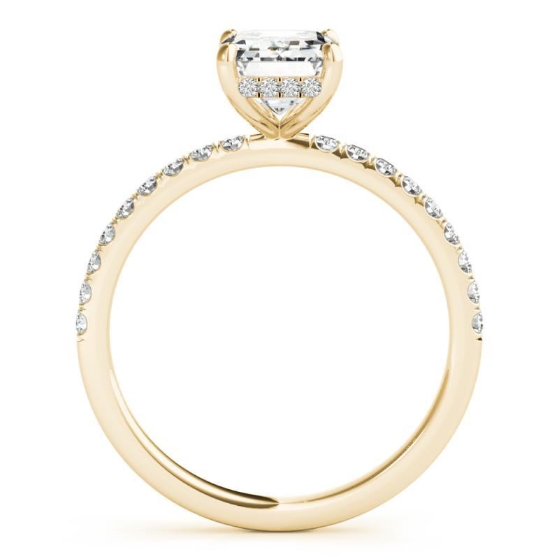 GIA Certified 1.70 Carat Pave Hidden Halo Emerald 18K Yellow Gold Diamond Ring In New Condition For Sale In New York, NY