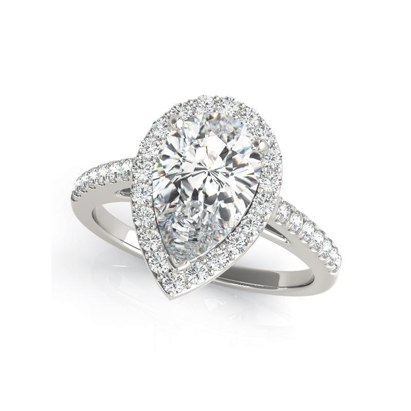 Taglio a goccia GIA Certificato 1,70 Carati Pear Halo Cattedrale  Anello con diamante in vendita