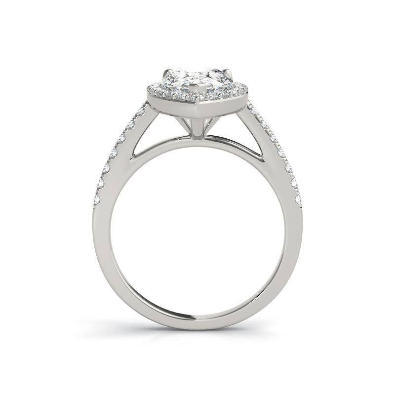 GIA Certificato 1,70 Carati Pear Halo Cattedrale  Anello con diamante In condizioni Nuovo in vendita a New York, NY